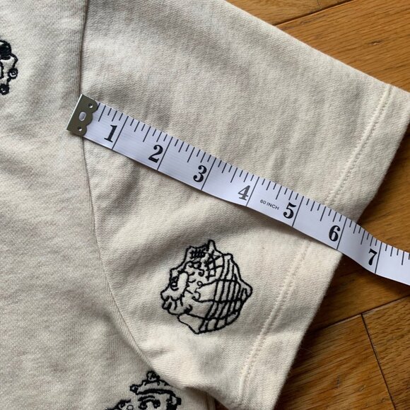 Maeve by Anthropologie Cream Seashell Embroidered Tee, Size Large - Picture 8 of 9